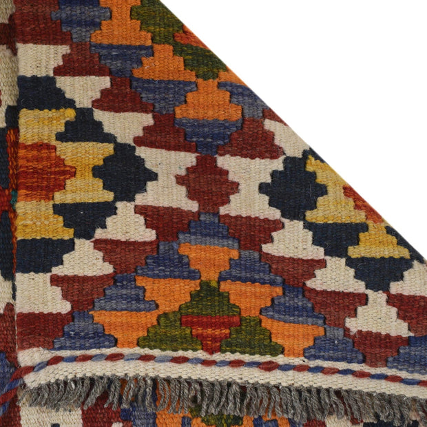 Colorful Flat-Weave Wool Kilim Runner 1' 7" x 5' 1" - No. AL10927