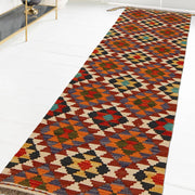 Colorful Flat-Weave Wool Kilim Runner 1' 7" x 5' 1" - No. AL10927