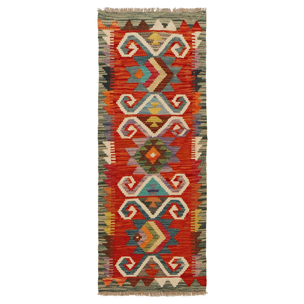 Colorful Flat-Weave Wool Kilim Runner 1' 8" x 4' 10" - No. AL24015