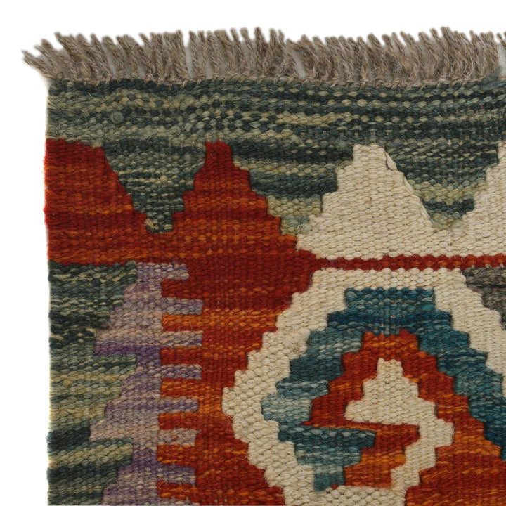 Colorful Flat-Weave Wool Kilim Runner 1' 8" x 4' 10" - No. AL24015