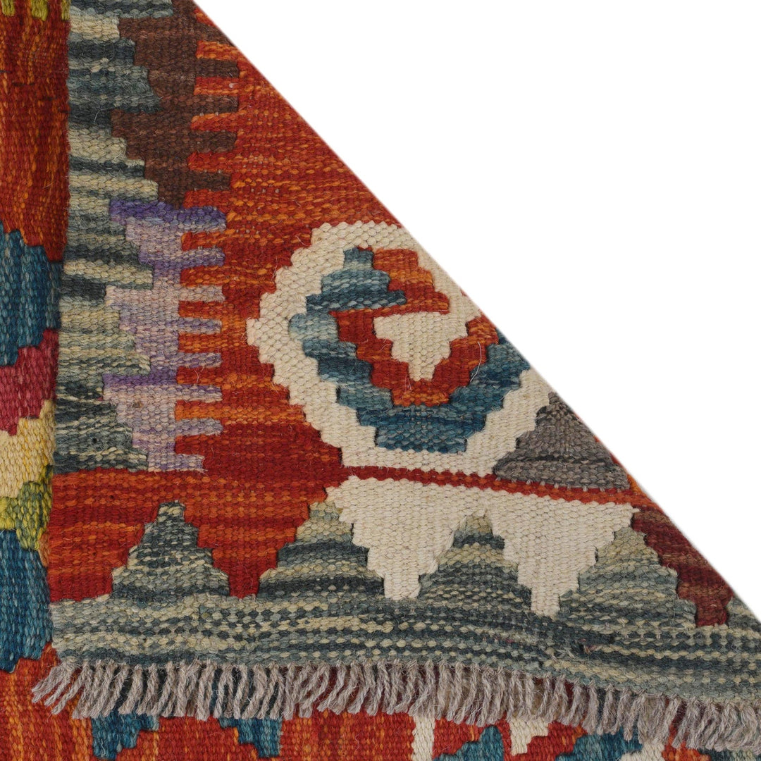 Colorful Flat-Weave Wool Kilim Runner 1' 8" x 4' 10" - No. AL24015