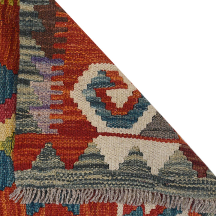 Colorful Flat-Weave Wool Kilim Runner 1' 8" x 4' 10" - No. AL24015