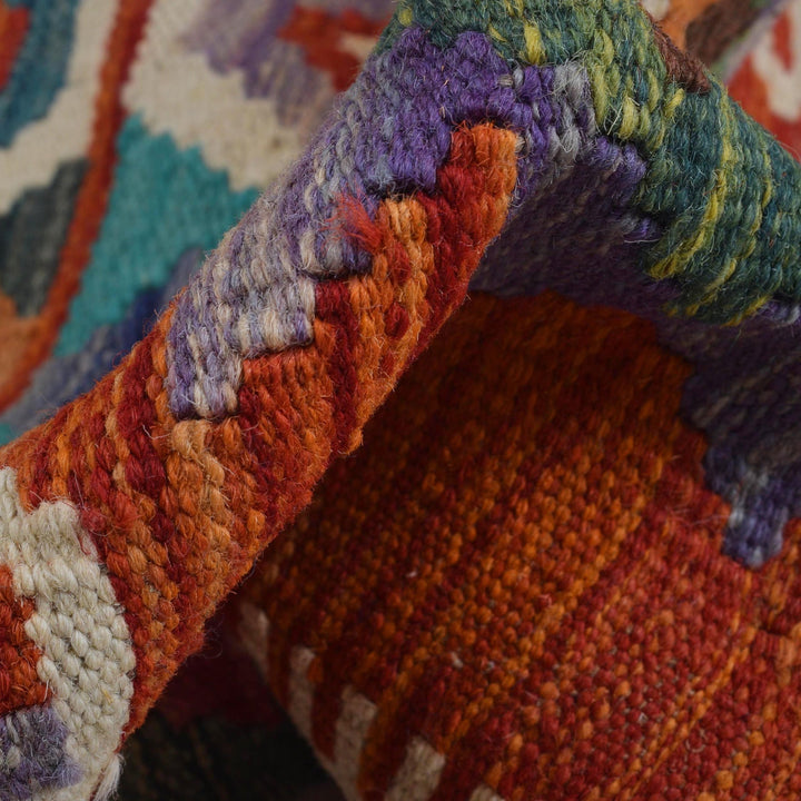 Colorful Flat-Weave Wool Kilim Runner 1' 8" x 4' 10" - No. AL24015