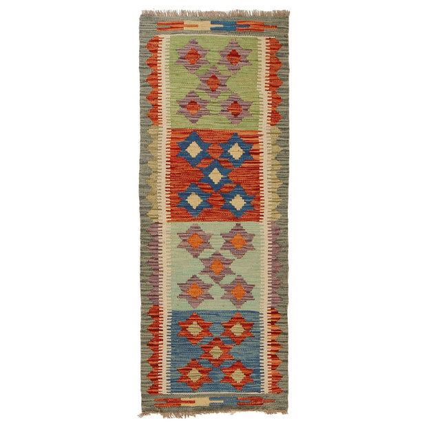 Colorful Flat-Weave Wool Kilim Runner 1' 8" x 4' 9" - No. AL39114
