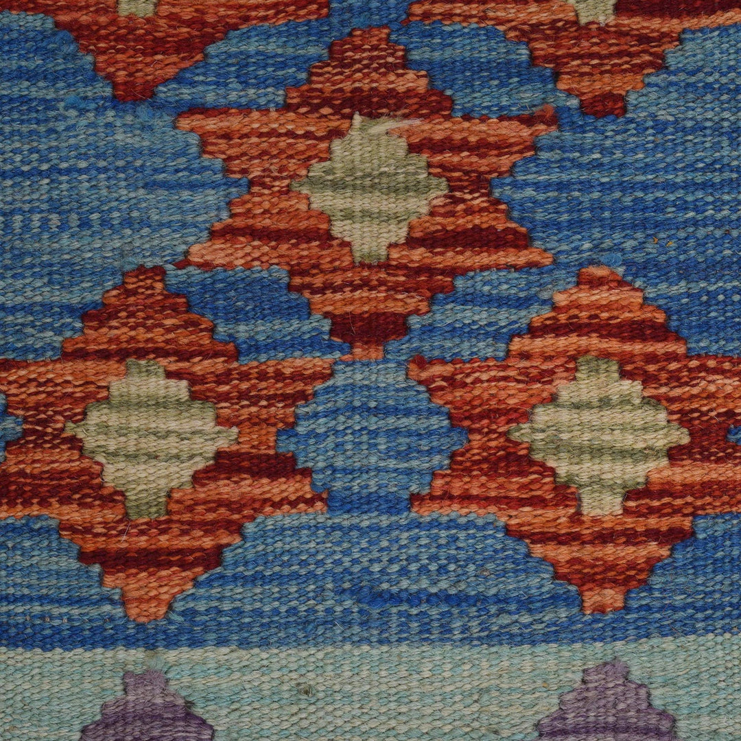 Colorful Flat-Weave Wool Kilim Runner 1' 8" x 4' 9" - No. AL39114