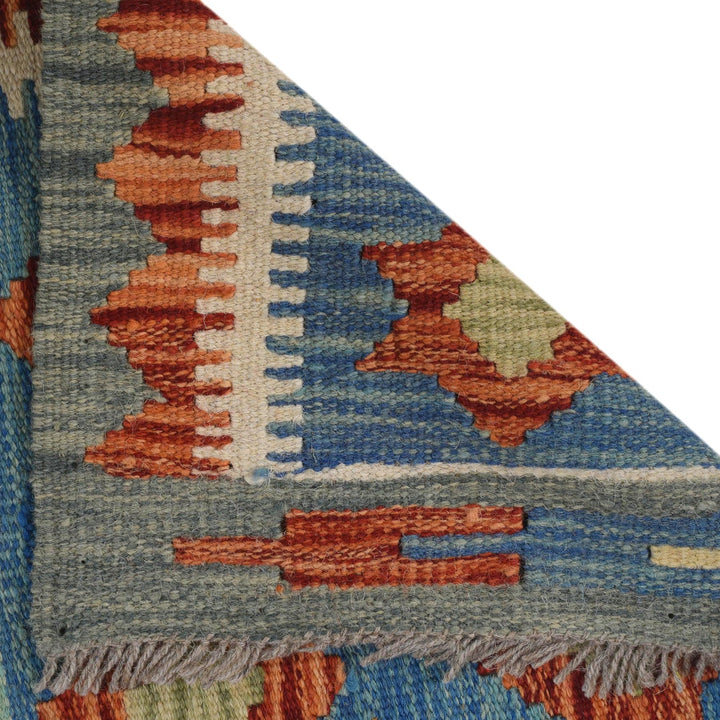 Colorful Flat-Weave Wool Kilim Runner 1' 8" x 4' 9" - No. AL39114