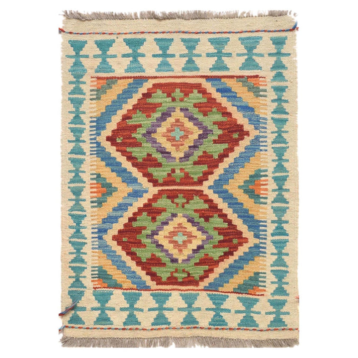 Colorful Flat-Weave Wool Kilim 1' 11 x 2' 7" - No. AL89612