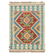 Colorful Flat-Weave Wool Kilim 1' 11 x 2' 7" - No. AL89612