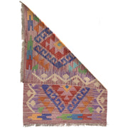 Colorful Flat-Weave Wool Kilim 2' 0 x 2' 11" - No. AL16071