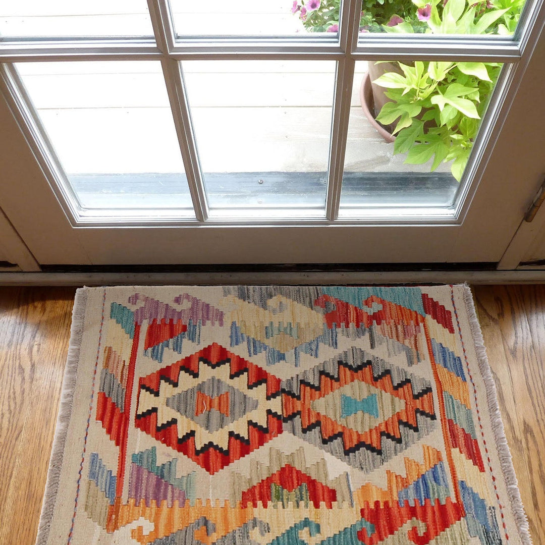 Handmade Afghan Vegetable Kilim 2' 0" x 2' 10" - No. AL50222