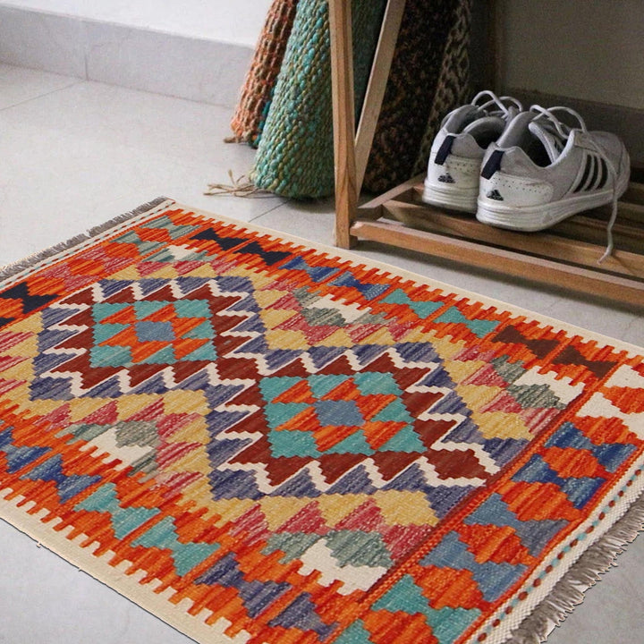 Handmade Afghan Vegetable Kilim 2' 1" x 2' 11" - No. AL69039