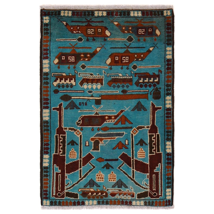 Handmade Afghan War Area Rug 2' 1" x 3' 0" - No. AL74179