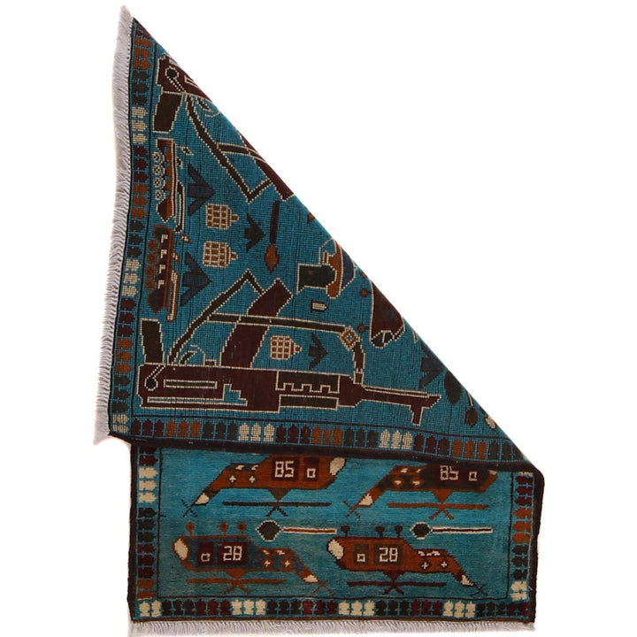 Handmade Afghan War Area Rug 2' 1" x 3' 0" - No. AL74179