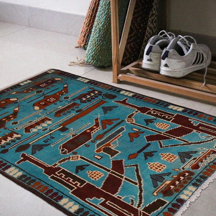 Handmade Afghan War Area Rug 2' 1" x 3' 0" - No. AL74179