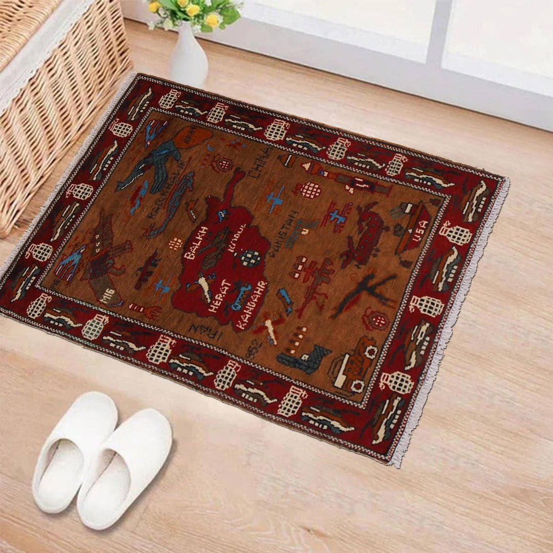 Handmade Afghan War Area Rug 2' 0" x 2' 11" - No. AL43543