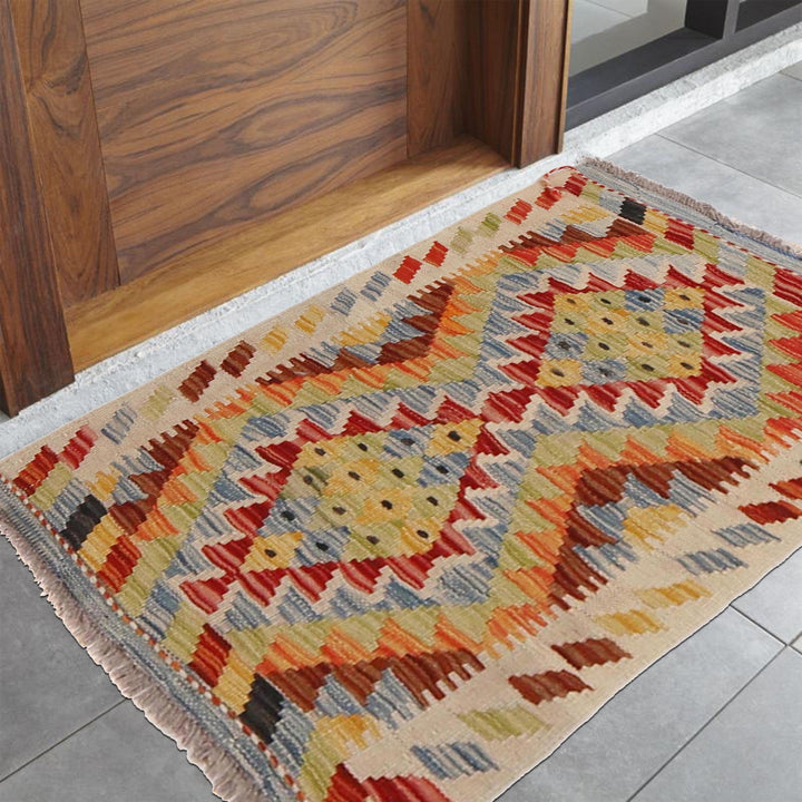 Handmade Afghan Vegetable Kilim 1' 11" x 2' 6" - No. AL31103