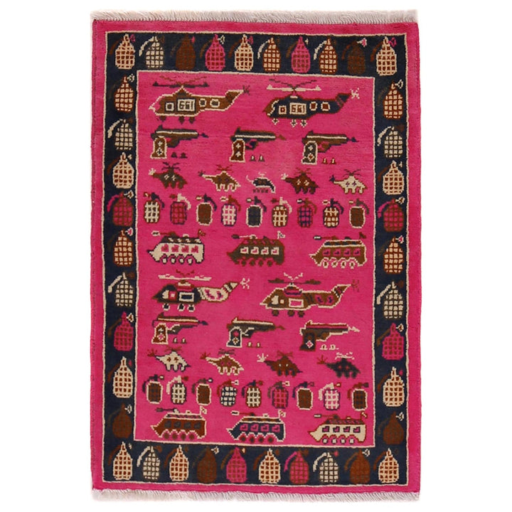 Pink Color War Rug 2' 2" x 3' 1" - No. AL19617