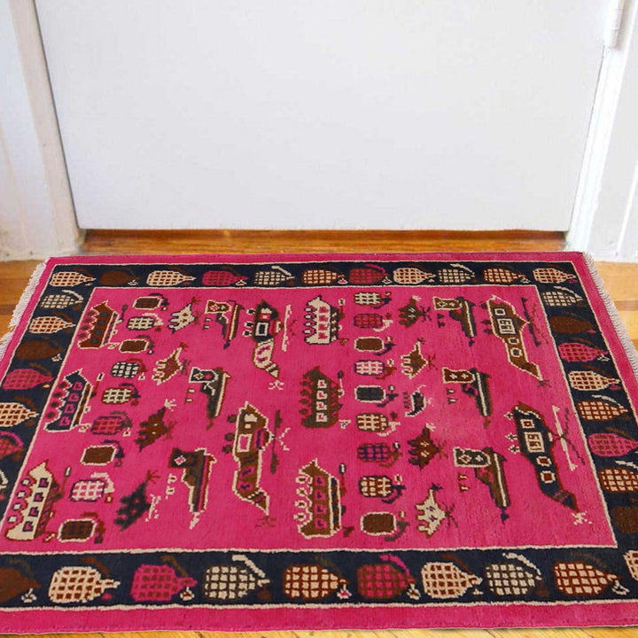 Pink Color War Rug 2' 2" x 3' 1" - No. AL19617