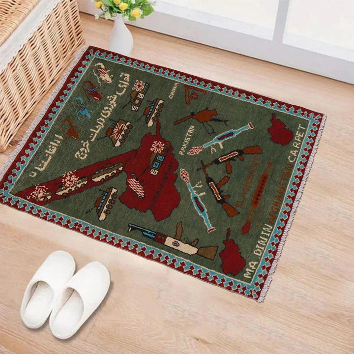 Green Color War Rug 2' 0" x 2' 11" - No. AL50208