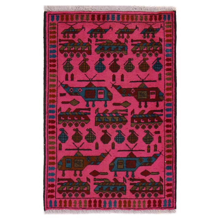 Pink Color War Rug 1' 11" x 2' 8" - No. AL32776