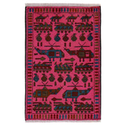 Pink Color War Rug 1' 11" x 2' 8" - No. AL32776