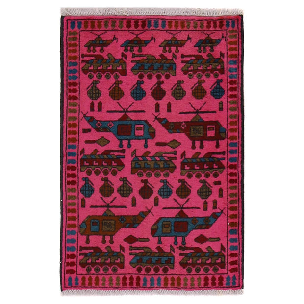 Pink Color War Rug 1' 11" x 2' 8" - No. AL32776