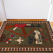 Green Color War Rug 2' 0" x 2' 11" - No. AL93958