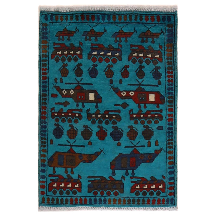 Blue Color War Rug 2' 0" x 2' 10" - No. AL10192