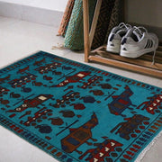Blue Color War Rug 2' 0" x 2' 10" - No. AL10192