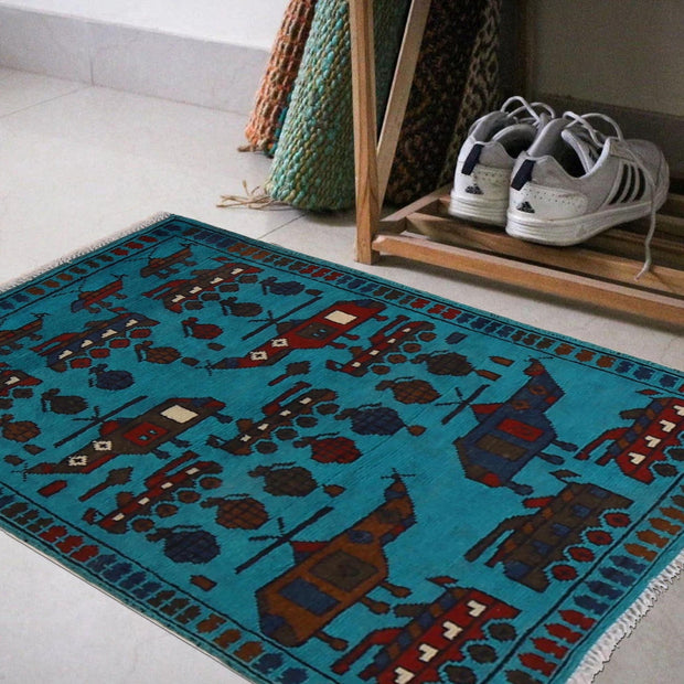 Blue Color War Rug 2' 0" x 2' 10" - No. AL10192