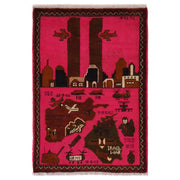 Pink Color War Rug 2' 0" x 2' 11" - No. AL24149