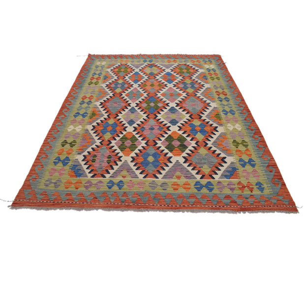 Hand Knotted Afghan Style Kilim 5' 6" x 7' 10" - No. AL42610