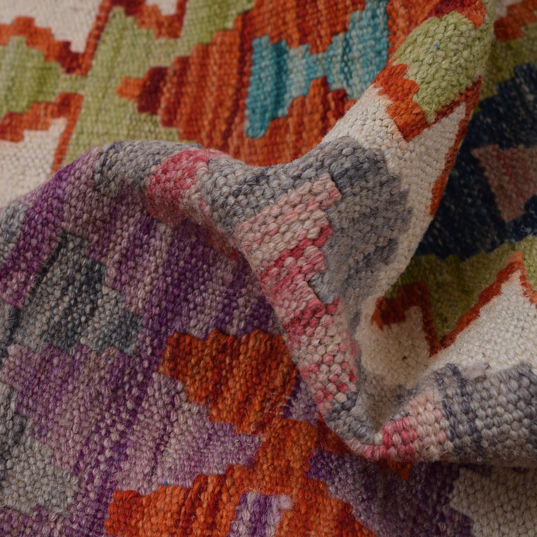 Handmade Turkish Design Wool Kilim Runner 2' 7" x 7' 10" - No. AL89103