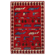 Handcrafted Afghan War Rug 3' 4" x 4' 10" - No. AL84890