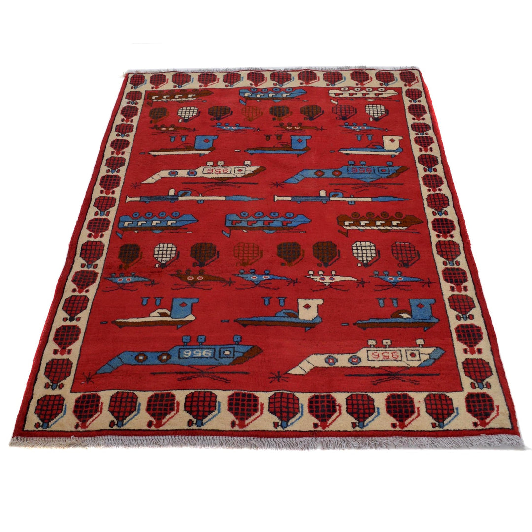 Handcrafted Afghan War Rug 3' 4" x 4' 10" - No. AL84890