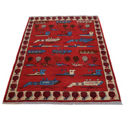 Handcrafted Afghan War Rug 3' 4" x 4' 10" - No. AL84890