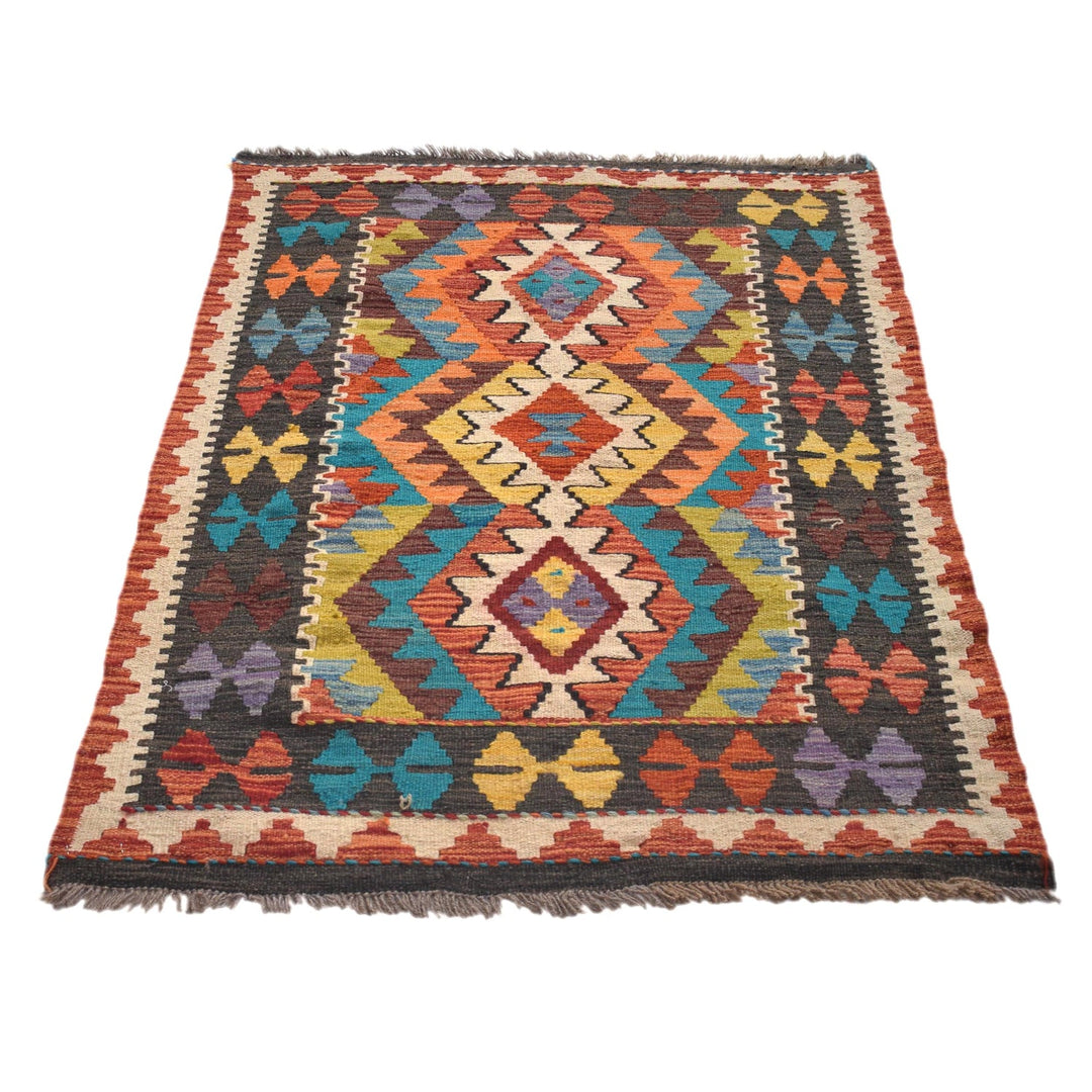 Hand Woven Wool Kelim 2' 7" x 3' 11" - No. AL94948