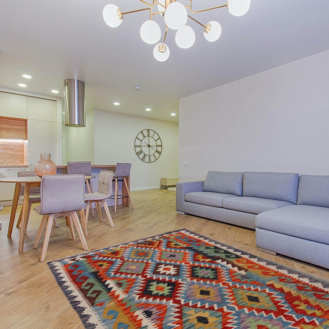 Hand Made Afghan Kilim 3' 6" x 4' 11" - No. AL79284