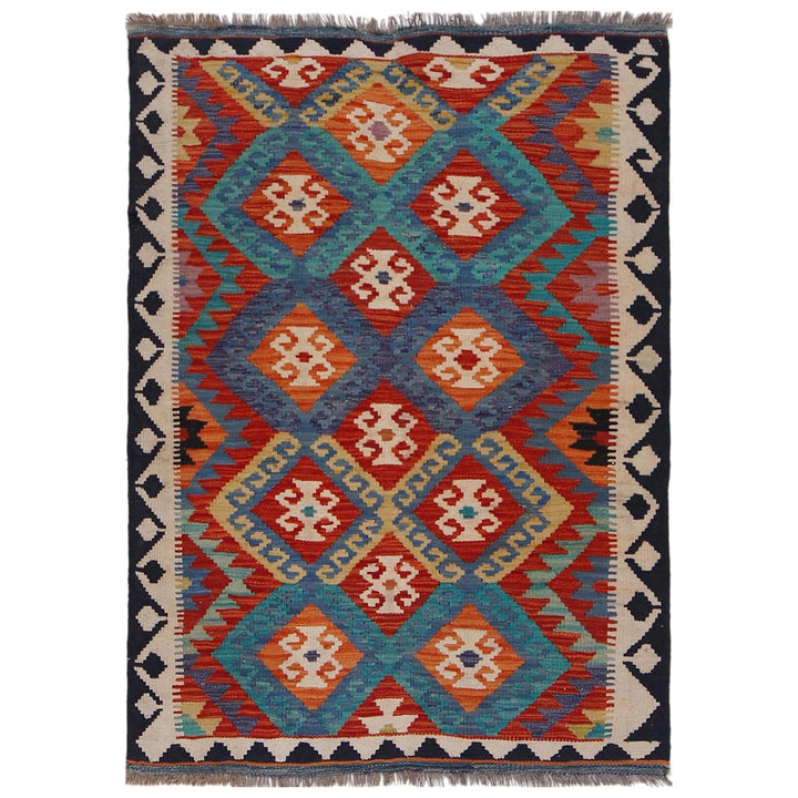 Hand Made Afghan Kilim 3' 5" x 4' 8" - No. AL97710