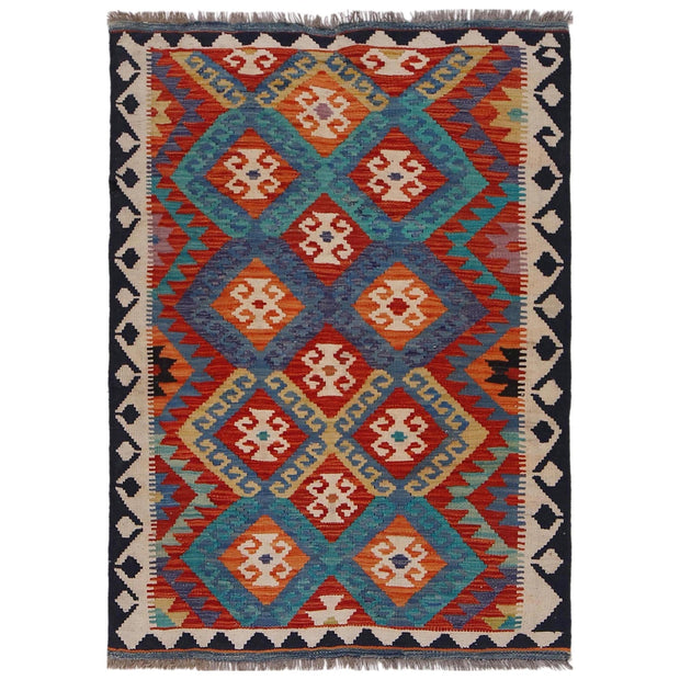 Hand Made Afghan Kilim 3' 5" x 4' 8" - No. AL97710