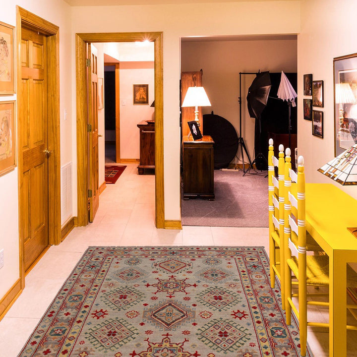 Handmade Kazak Area Rug 4' 1" x 6' 1" - No. AL47954