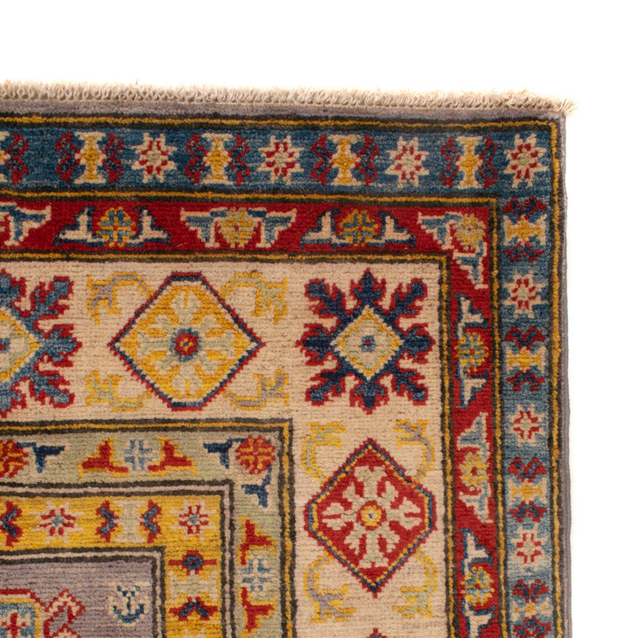 Gray Afghan Kazak Rug 4' 11" x 7' 0" Hand-Knotted pattern