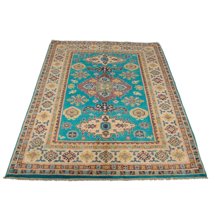 Handmade Kazak Area Rug 4' 0" x 5' 5" - No. AL64953