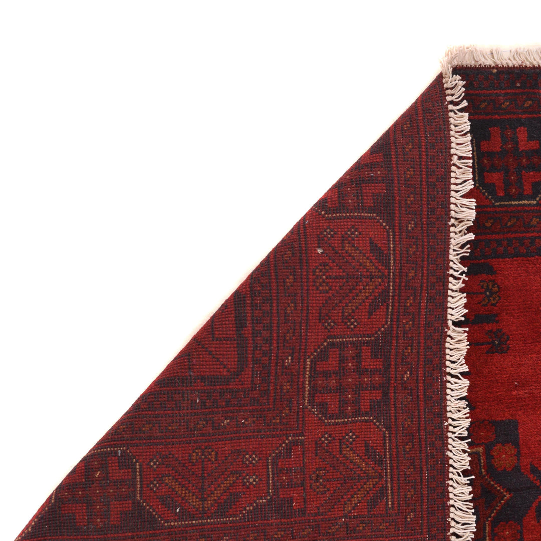 Red Afghan Khal Mohammadi Rug 3' 7" x 4' 9" Hand-Knotted | No. AL81617