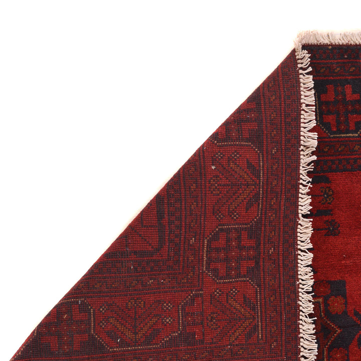 Red Afghan Khal Mohammadi Rug 3' 7" x 4' 9" Hand-Knotted | No. AL81617