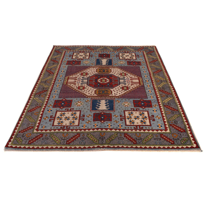 Afghan Mamluk Rug 4' 11" x 6' 7" Hand-Knotted detail
