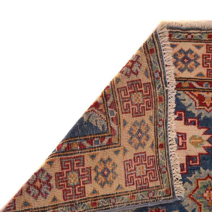 Blue Afghan Kazak Rug 2' 9" x 3' 8" Hand-Knotted | No. AL33054