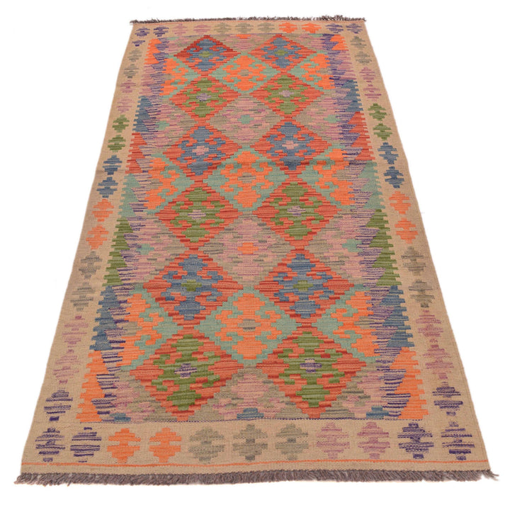 Afghan Vegetable Kilim Rug 2' 11" x 6' 7" Flat-Weave detail