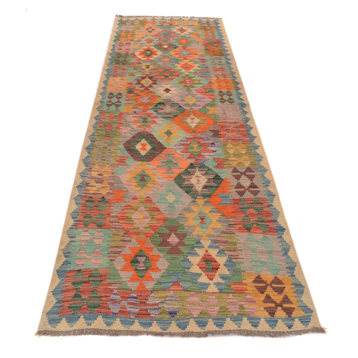 Hand Knotted Afghan Style Kilim Runner 2' 11" x 9' 8" - No. AL87155