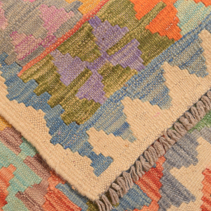 Hand Knotted Afghan Style Kilim Runner 2' 11" x 9' 8" - No. AL87155